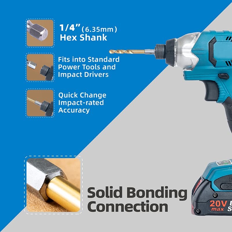 HIGHFIRE 22 Pieces Hex Shank Drill Bit Set for Impact