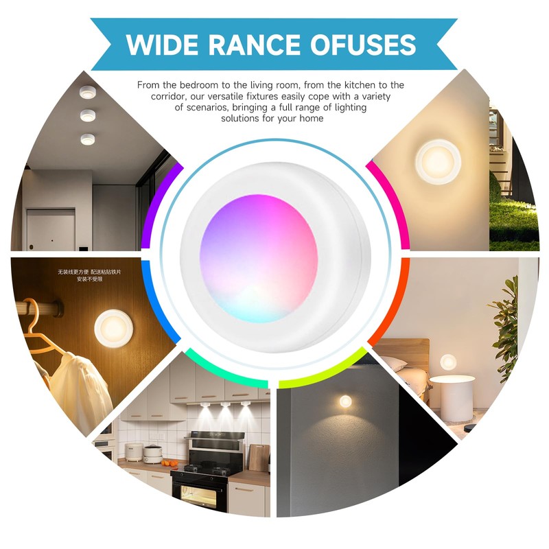 Lilampts LED Puck Lights with Remote Control, Wireless Under Cabinet