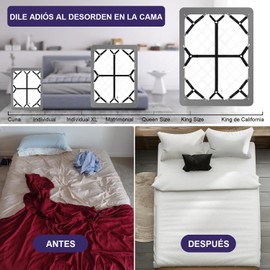 Correas para Sábanas Ajustadas, 6 Piezas de Sujetadores Elásticos para Cama Matrimonial, Correas de Sábana de Cama, Clips y Fijadores Antideslizantes para Esquinas, Mejora tu Sueño (Negro)
