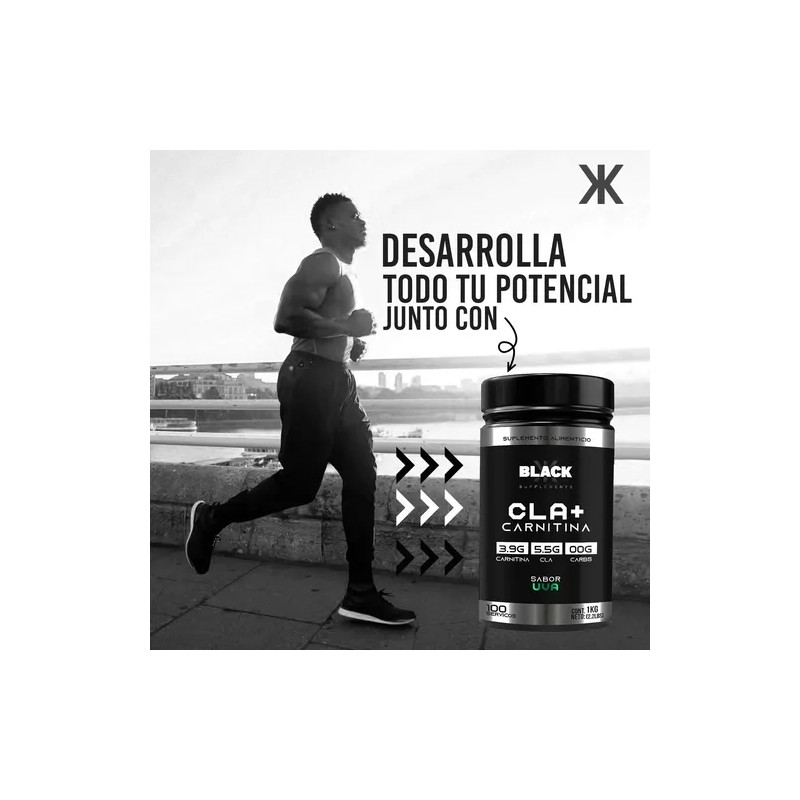 Black Supplements 1kg Cla Carnitina 100 Servicios Sabores