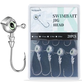 Kulport Swimbait Jig Heads with Luminous Fish Eye,20Pack Jigheads for Freshwater&Saltwater Fishing 1/8 3/16 1/4 3/8oz-1/4oz