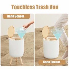 Yatmung Bathroom Trash Can Automatic Touchless - Smart Garbage Can - Waste Basket for Bedroom, Living Room, Toilet, Office - Motion Sensor Trash Bin with Lid - White 250811