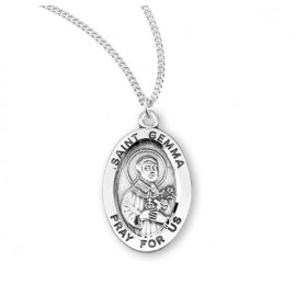Everlasting Light Jewelry Ladies Sterling Silver Saint Gemma Pendant Medal Necklace Made in USA