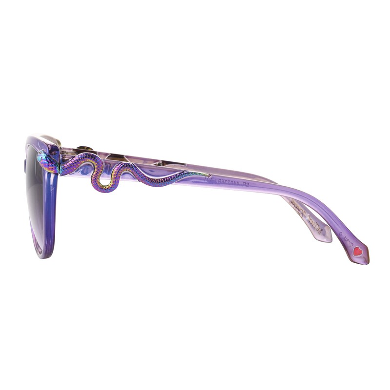 Betsey Johnson Women's Serpentine Cat Eye Sunglasses, Purple Crystal with