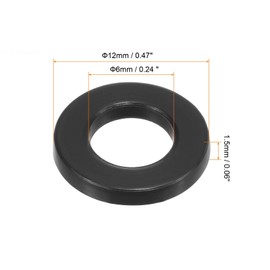 TOP-VIGOR 150Pcs Black Nylon Flat Washers, M6 x 12mm x 1.5mm Insulating Round Seal Spacer Tap Sealing O Ring Gasket for Faucet Pipe Water Hose
