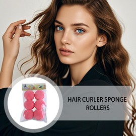 Hair Curler Sponge, Long Hair Roller No Heat, Set of 6 Sponge Curlers for Overnight, Soft Sleeping Hairdressing Curling Tools