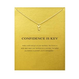 Caiyao Tiny Key Pendant Necklace Confidence is Key Encourage Inspiring Meaning Necklace for Women Gifts Jewelry-Gold