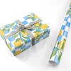 Lemon Checkered Birthday Wrapping Paper – Blue Gingham Design Gift