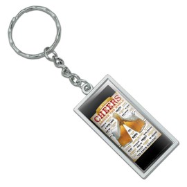 How to Toast Cheers Around the World Rectangle Chrome Plated Metal Keychain Key Chain