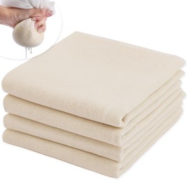 Quelcc Pack of 4 Straining Cloth, Cheese Cloth and Dumpling Cloth, Classic Fine Woven Cloths for Making Cheese, Juice, Tea, Nut Milk, Soup, Yogurt, Tofu