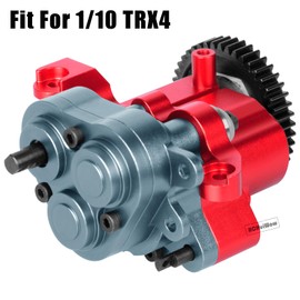 RCHuiWow RC Aluminium Gearbox Upgrades Part for 1/10 TRX4 TRX6 RC Crawler,Alloy Transmission Case 2 Speed Transmission Box Gear Box w/Steel Gear Hops up,Titanium & Red