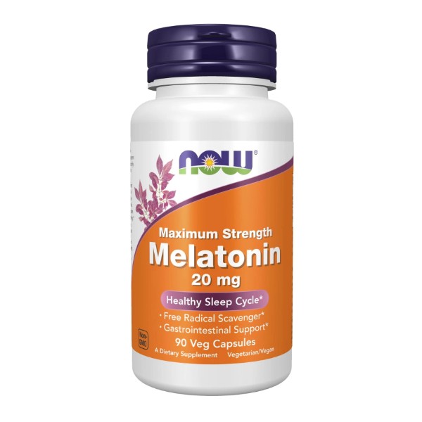 NOW Supplements, Maximum Strength Melatonin 20 mg, Healthy Sleep Cycle*,