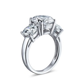 2CT Solitaire Past Present Future CZ Round 3 Stone Cubic Zirconia Promise Engagement Ring .925 Sterling Silver