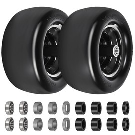 11x6.00-5 Flat Free Tire and Wheel Assemblies – 2 Pack Solid Rubber Front Wheels with 3/4" & 5/8" Bushings, 6"-8" Centered Hub – Compatible with Most Zero Turn Mowers