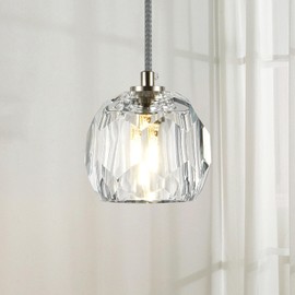 Kenolia Modern Crystal Pendant Light Fixtures, Single Raindrop Hanging Lamp, Small 1 Light Farmhouse Chandelier for Dining Room Bedroom Bathroom Kitchen Island