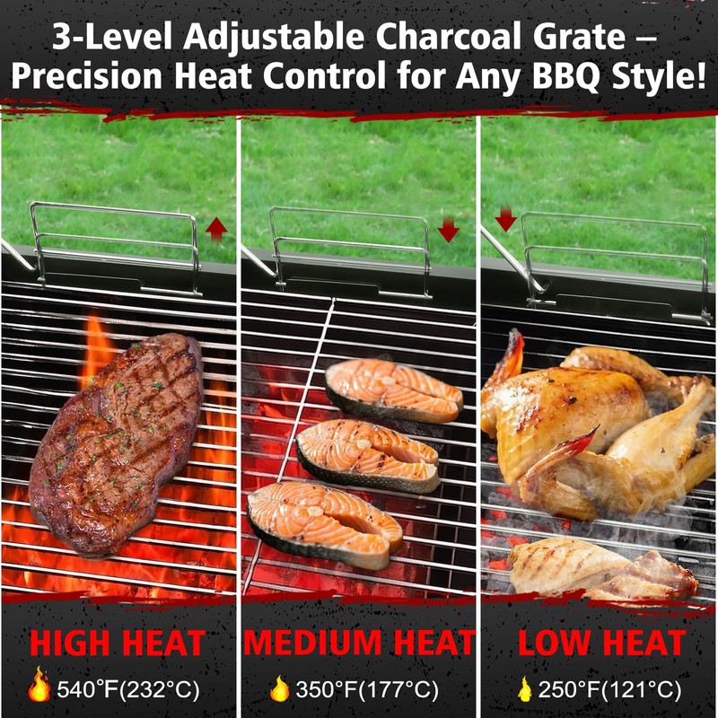 SUNLIFER Barrel Barbecue Charcoal Grill: Premium Spacious Outdoor BBQ Grill
