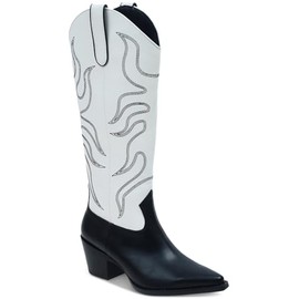 Wild Pair Women's Leahne Cowboy Boots, Black/White Flame, 5.5