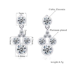 Deelan Mickey Jewelry Stud Earrings For Women Mouse Drop Dangle Charm Rose Gold Platinum Plated Zircon Earring (Platinum Plated)