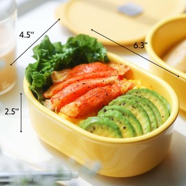 BUYDEEM Ceramic Food Storage Container with Airtight Lid, 17 oz Stackable Bento Lunch Box Microwaveable, Reusable and Dishwasher Safe, for Home Office Work and Travel, Mellow Yellow