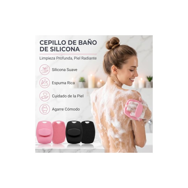 Cepillo de Silicona para Cuerpo 4 Pcs, Cepillo Corporal para