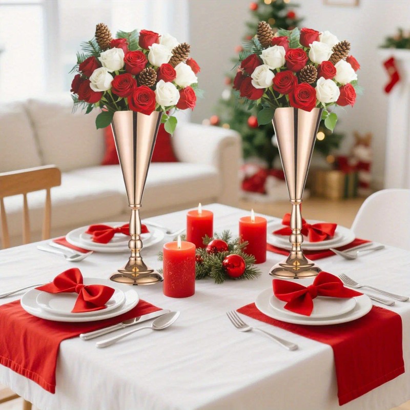 14 Tall Golden Metal Tabletop Vase Wedding Flower Display Stand