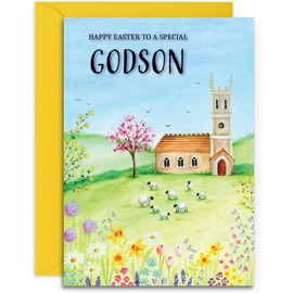 Godson Happy Easter Card - A5 Size with Envelope