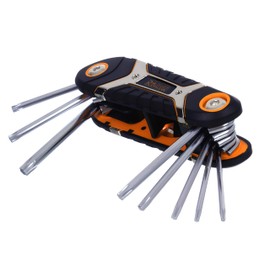 RICHMANN Folding Holder Torx Key 8 Pieces Made of Crv Steel, T-Profile (T9 T10 T15 T20 T25 T27 T30 T40) Portable, Foldable Torx Allen Key Set