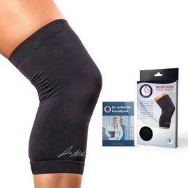 Doctor Developed Knee Compression Sleeve & Handbook,relief for Tendonitis, Injury recovery, Knee support, Running, Weightlifting (Small)