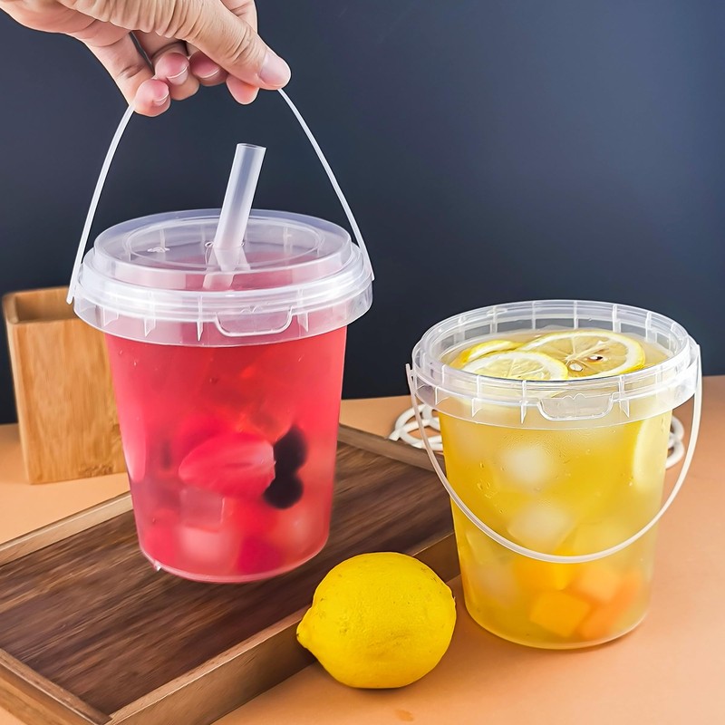 30 Sets - 34 oz Plastic Cups with Lid and
