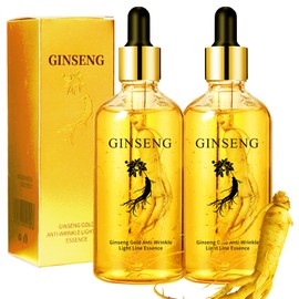 Grospe 2Pcs Ginseng Polypeptide Anti-Ageing Essence, Ginseng Extract Anti Wrinkle Serum Gold Korean Ginseng Anti Aging Essential Oil for Tightening Sagging Skin Reduce Fine Lines Moisturizer 7 Fl Oz