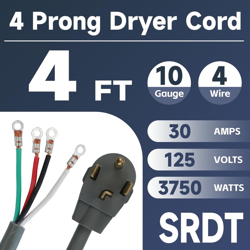 EP - Cable secador de 4 clavijas, 1.2 m 10/4