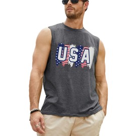 Deranex 4th of July Tank Top Men USA Flag Print Summer Beach Muscle Mens 4th of July Shirt Graphic Patriotic Workout Gym Tops P7 XL