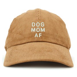 Trendy Apparel Shop Dog Mom AF Cotton Corduroy Unstructured Baseball Cap - Tan
