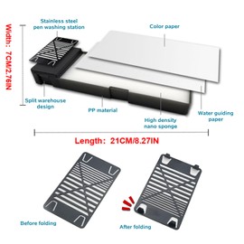 EWIS Wet Palette with Brush Cleaning Station,Portable Paint Palette for Acrylic Paints and Model Paint,Long-Lasting Moisture Locking Painting Pallette,Kids or Arts Crafts Painting Supplies(8.3″‌x2.8″)