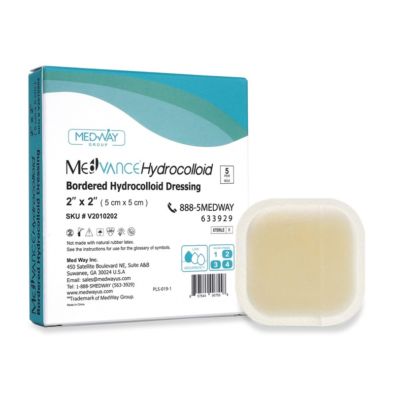 MedVance Hydrocolloid – Bordered Hydrocolloid Adhesive Dressing, 2"x2" Box of