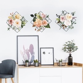 Fuji Gamer Wall Sticker Nordic Style Plants Floral Potted Flower Butterfly Cute Wallpaper Sticker