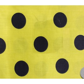 Polycotton Fabric Printed Polka DOTS Black Yellow / 60" Wide/Sold by The Yard