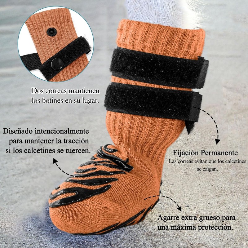 TZL Calcetines Antideslizantes para Perros con Doble Agarre para Suelos