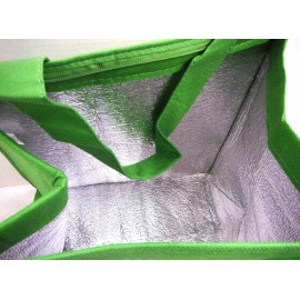 Unbranded Reusable Green Insulated Light Weight Collapsible Zip Top Grocery Bag w Handles