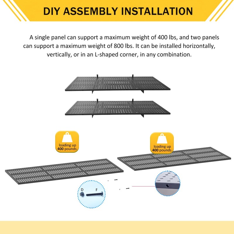 FAFAGLGL 2-Pack 1.97x2.95ft Adjustable Garage Wall Shelving,800 lb Load Capacity