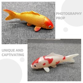 HANABASS 4pcs Artificial Koi Fish Aquarium Fish Plastic Realistic Moving Colorful Goldfish Fake Figurines Ornament Koi Decor for Pond, Fairy Garden Fountain