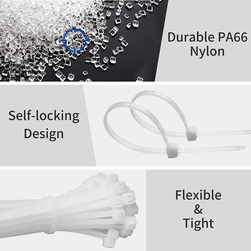 Small Zip Ties,White Zip Ties 4 Inch 100 Pack, Nylon