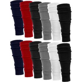 Foaincore 12 Pairs Leg Warmers for Women 80's Knit Cute Ankle Warmers Ribbed Long Boot Socks for Winter Dance Party Sports Outdoor Indoor, 6 Colors