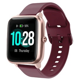 ViCRiOR Bands Compatible with 19mm ID205L Smart Watch, Quick Release Soft Silicone Fadeless Pattern Printed Floral Replacement Band for ID205L, ID205G ID205 ID205U ID205S, Wine