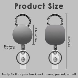 2-Pack Retractable Keychain, Retractable Badge Holder & Lanyard Clip | 3.2cm Ajustable Alloy Anti Loss Easy to Pull Buckle for ID Cards, Keys, Offices, Schools, Gym（Black）