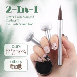 Lower Lash Stamp Bottom Eyelash Stamp with Ink Waterproof& Long Lasting 2 in 1 Kit Quick Eye Makeup Tool DIY at Home(Brown)