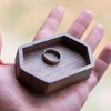 Walnut Wood Ring Tray, Narrow Hexagon Hardwood Holder, Slim Hexagonal