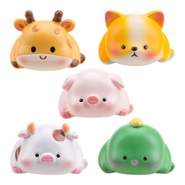 WSDMAVIS 5Pcs Creative Adhesive Animal Figurines 3D Craft Desk Decor for Computer Monitors Decor Cute Monitor Decor Resin Set for Home Office Car Dashboards Collectors Décor