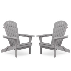 Drop Shipping Outdoor Patio Lounger Armchair  Half-Assembled Set of 2 Cedar Wood Adirondack Folding Chaircolor: Light Brown, size: 715X800X910mm