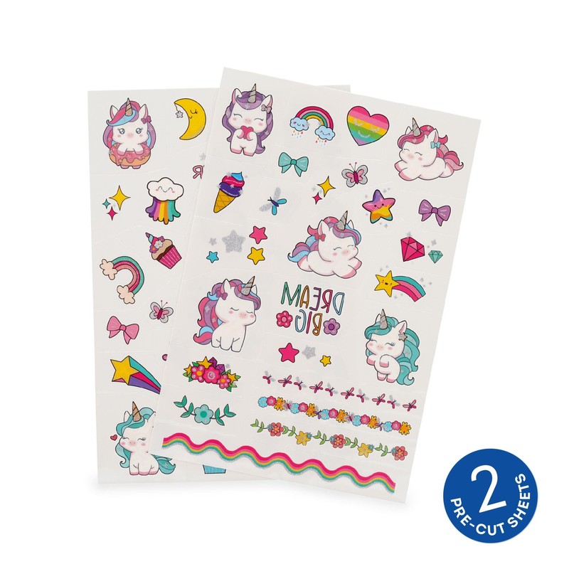Legami - Temporary Tattoos for Kids Unicorn Theme, Washable, Sweat